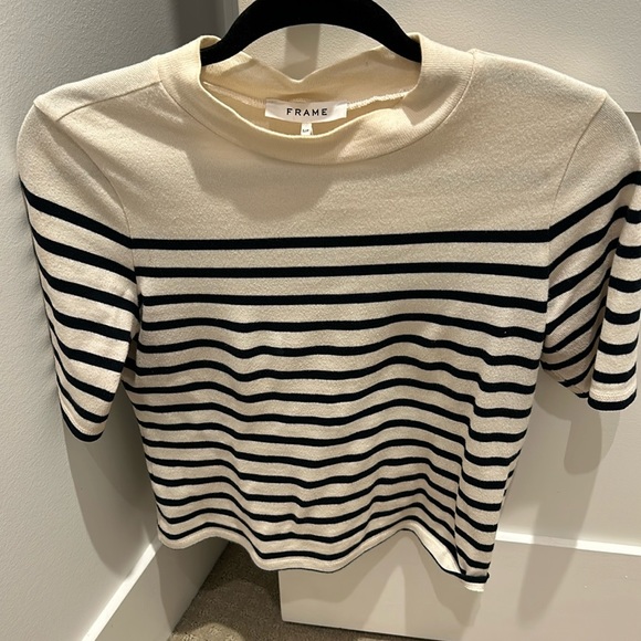 Frame 3/4 sleeve striped navy cream crew neck - Picture 1 of 1